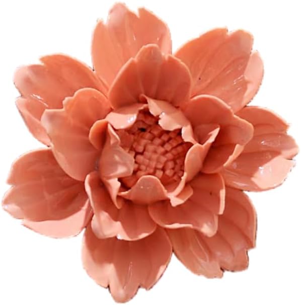 Peony ，3.54" Ceramic Flower Wall Art, Artificial 3D Flower Wall Art, Handmade 3D Wall Art Hanging Sculpture, Porcelain Flower Wall Decoration for Home Office Decor (Orange)