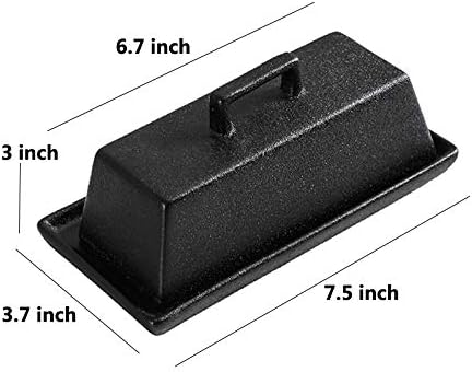 Sizikato Porcelain Butter Dish with Lid, Matte Black-7.5 inch