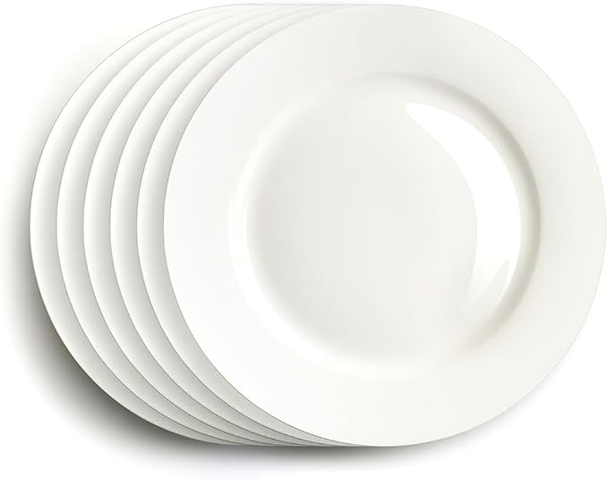 IQCWOOD 6.5 Inch Porcelain Plate Set of 6, White Dessert Plates Ceramic Salad Appetizer Plates for Christmas party, Ceramic Plates for Dinner