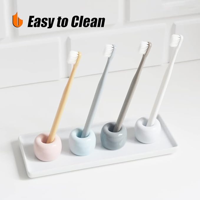 Urbanstrive Sleek Mini Ceramics Toothbrush Holder Stand for Bathroom Vanity Countertops, Black