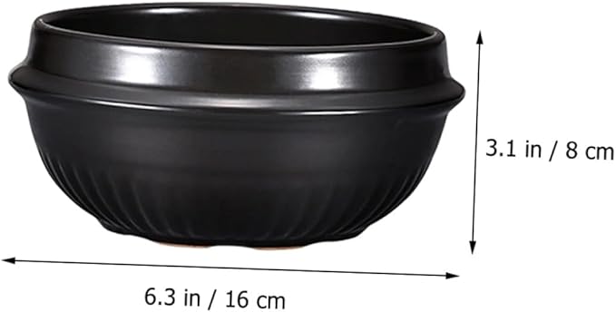 PRETYZOOM Korean Stone Bowl Korean Stone Pot Casserole Ceramic Stewing Pot for Cooking Noodles Rice Soup Bibimbap Non-slip Handle Even Heat Distribution