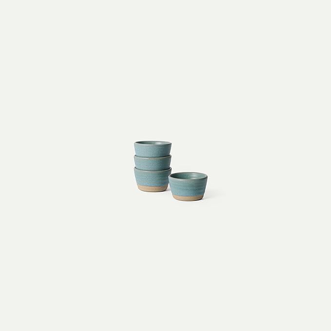 Mora Nano Ramekins Set of 4, 2oz Ceramic Pottery Sauce Cups - Microwave, Oven and Dishwasher Safe - Iris