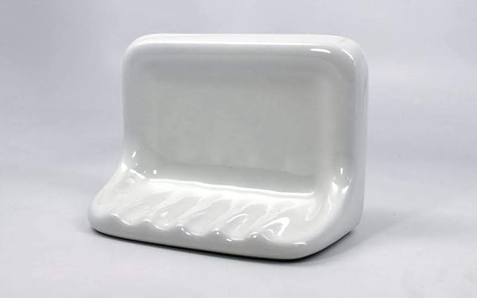 Squarefeet Depot Bath Accessory Shower Soap Dish White Ceramic Thinset Mount 6-1/2" x 4-7/8"