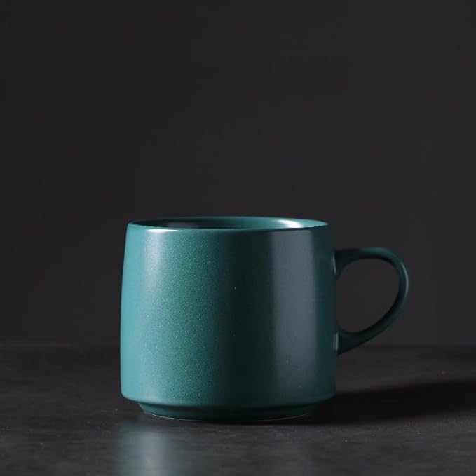 12oz Japanese Minimalistic Asian Aesthetic Rustic Handmade Ceramic Pottery Coffee Mug, Lead-Free Glaze Artisanal earthen Tea Mug, Sturdy Tea cup with handle, Handmade stoneware mugs for office (Teal)