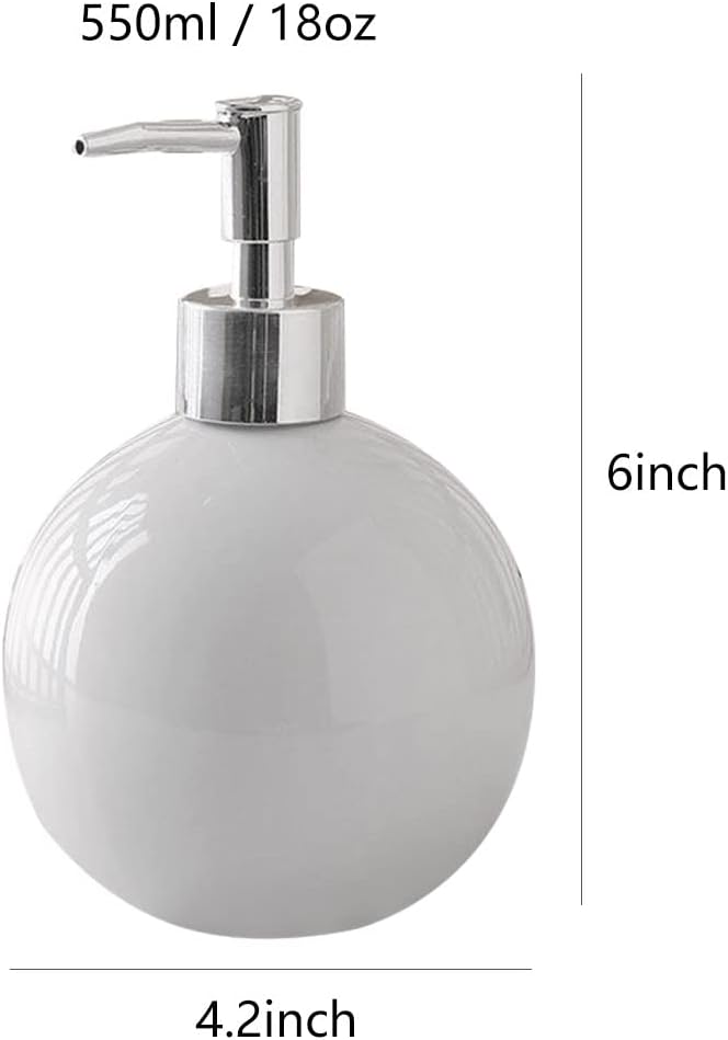 123Arts Ceramic Lotion Bottle Hand Soap Dispenser 18oz/550ml Black Round PUMP DISPENSER