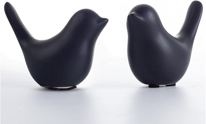 Home Small Statues Ceramic Decor Black Birds Modern Style Decorative Ornaments for Living Room