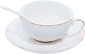 Bone China Tea Cup and Saucer Set with Spoon，Elegant Floral Tea Cup Set (7 oz)，British Coffee Latte Mug for Birthday Party Christmas gift for Friends
