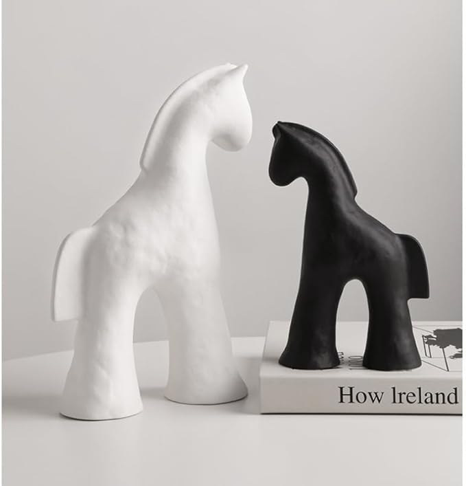 Handmade Abstract Animal Modern Ceramic Matte Craftsmanship Home Decoration Artwork (Black 6.7in)