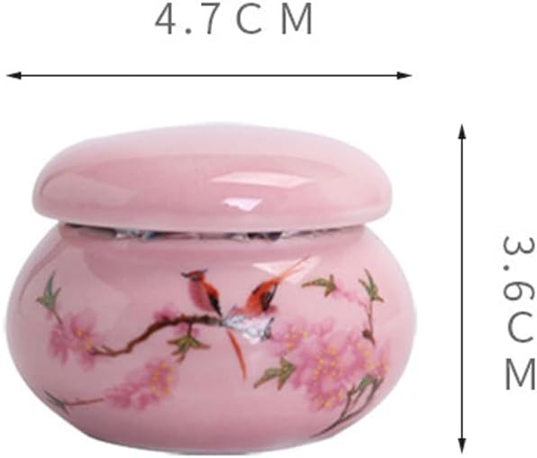 2Pcs Empty Mini Cute Ceramic Bottle Canisters Flower Pattern Portable Travel Loose Tea Pot Jar Contanier with Lid for Storage Spices Powder Cream Lotion Loose Tea, Pink