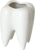 Tooth-Shaped Toothbrush Holder, Ceramic Toothbrush Holder Storage Bucket, Personalized Decoration, Tooth Brush Holder, Creative Birthday Gift, Desktop, Office Desk Decoration (White)