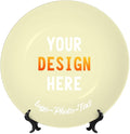 Custom Photo Ceramic Decorative Plate, Wobble-Plate Dishes with Display Stand, Handmade Ceramic Ornament, for Wall Hanging Living Room Bathroom Decor Gift, LemonChiffon-7 In
