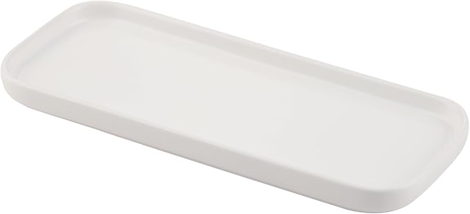 VanEnjoy Ceramic Tray for Kitchen Counter, White Vanity Tray for Bathroom Counter, Long Narrow Tray for Soap Bottles