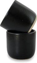 roro Handcrafted Matte Black Ceramic Tea & Coffee Sipper Cups, 8 oz - Set of 2, Artisan Stoneware, Lead-Free, Microwave & Oven Safe