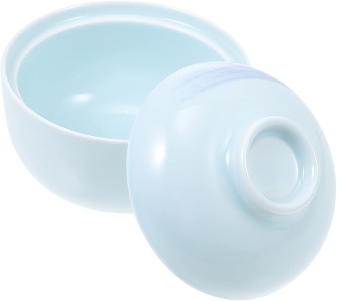 VALICLUD Japanese Porcelain Egg-Shaped Soup Bowl Creative Dessert Stew Dish Ceramic Kitchen Tableware for Home Cooking and Serving