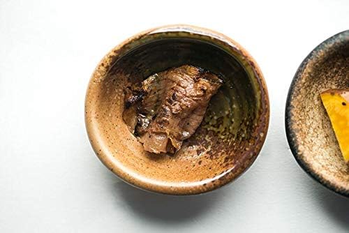 Colias Wing 3.5 Inch Simple Style Single Color Stylish Design Multipurpose Porcelain Side Dish Bowl Seasoning Dishes Soy Dipping Sauce Dishes-Set of 5-Brown