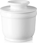 DOWAN Porcelain Butter Crock, French Butter Dish for Fresh Spreadable Butter, Butter Keeper with Water Line, No More Hard Butter, Housewarming Gift for Butter Lovers, White