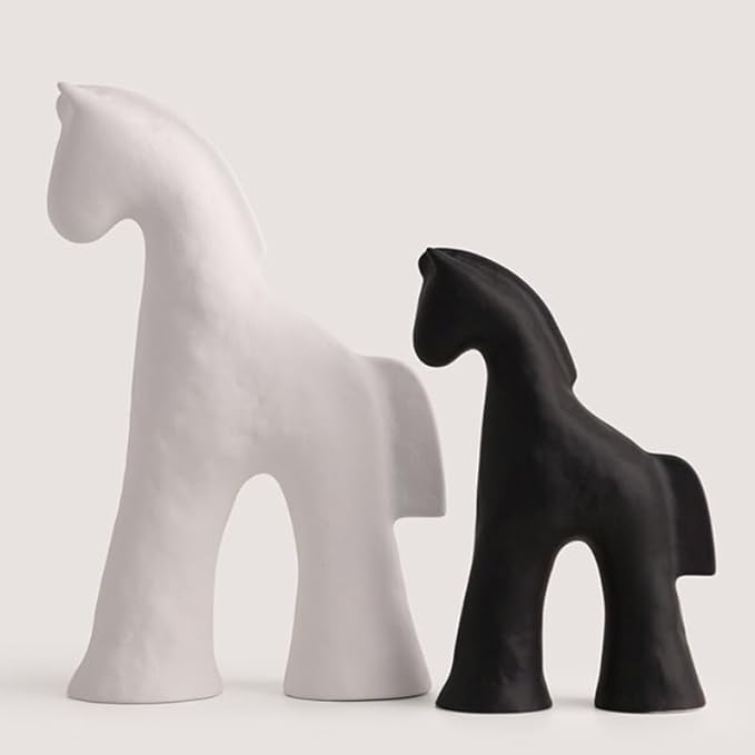 Handmade Abstract Animal Modern Ceramic Matte Craftsmanship Home Decoration Artwork (Black 6.7in)