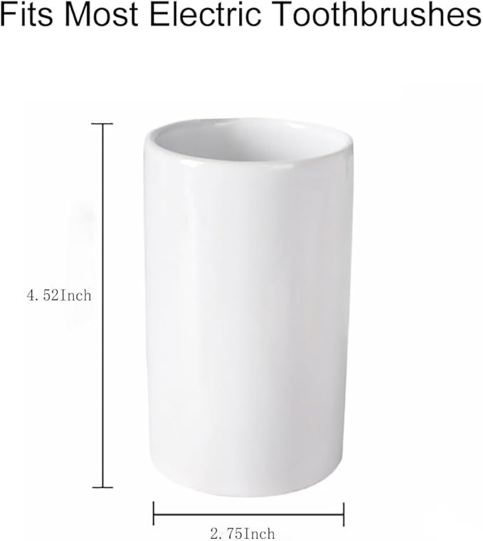 White Toothbrush and Toothpaste Holder,Ceramic Electric Toothbrush Holders,Toothbrush Cup, Bathroom Tooth Brush Holders(300ml)