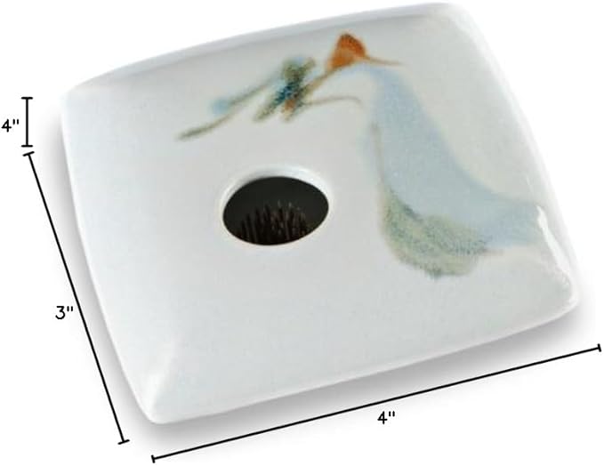 Georgetown Pottery Square Ikebana Flower Vase, Ivory Wave