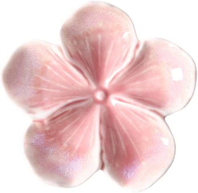 Peach Blossom-Shaped Decorative Ring Tray, Ceramic Trinket Tray Jewelry Dish Organizing Necklace Earrings, Home Decoration for Mom Best Friend Sister, Pink.