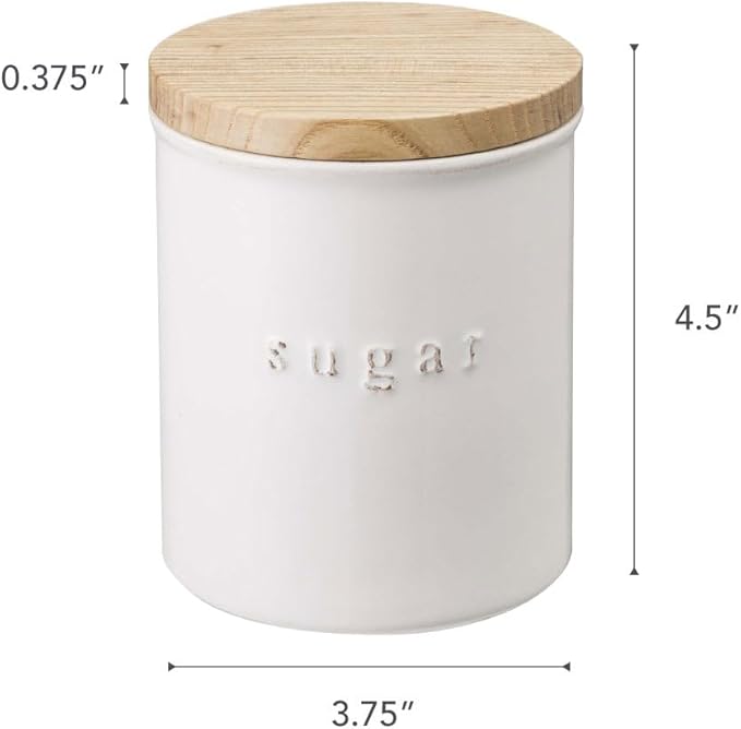 YAMAZAKI Home Tosca Ceramic Canister - Dry Food Kitchen Storage Container Organizer - Sugar - 15.25 Oz., 450 Ml