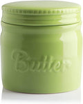 SWEEJAR Porcelain Butter Keeper Crock, French Butter Dish with Water Line, Ceramic Butter Container for soft butter (Green)
