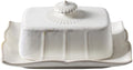 WAIT FLY Vintage Ceramic Butter Dish with Lid for Kitchen Countertop, Home Decorative-White-1 PCS