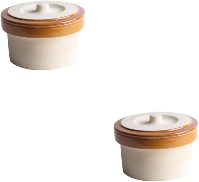 GLEAVI 2pcs Ceramic Stewing Bowl with Lid Heat Resistant Soup Bowl for Home Use for Steaming Rice Pudding and More Tableware for Families and Restaurants