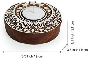 Western Eiderdown Presents Hand-Carved Blocks Tea-Light Holders (Set of 2, Sheesham Wood) - Decorative Tea Light Candle Holder for Home Décor Votive Tea Light Holder T Lite #Aport-198