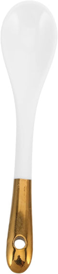 European Style Ceramic Coffee Spoon with Gold Trim Luxurious Porcelain Spoon for Coffee Cups Tea Parties and Desserts Versatile Handmade Kitchen Accessory