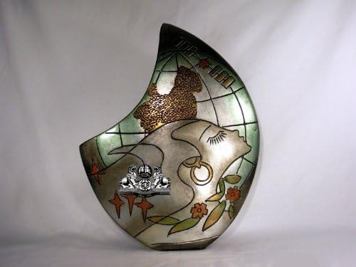 Unique Art Since 1996 14.5" The Crescent Handcrafted and Painted Pottery