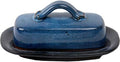 ALWAYS AZUL POTTERY 7.5 Inch by 4 Inch Butter Dish in Real Blue Glaze - Handmade Pottery - Decorative Stoneware Butter Dish Dispenser - Countertop Covered Butter Storage Container