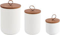 Simcat Modern Rustic Ceramic Food Storage Jar Canister - Airtight Seal Bamboo Lid, Three-Piece Set in White