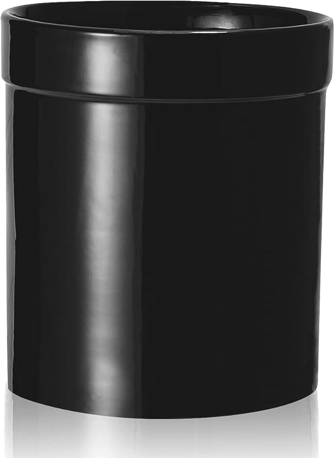 MEIGUI Ceramic Kitchen Utensil Holder, Utensil Crock Large Utensils Holder for Kitchen Decor, Cooking Tool Utensils Caddy for Countertop, Pure Black