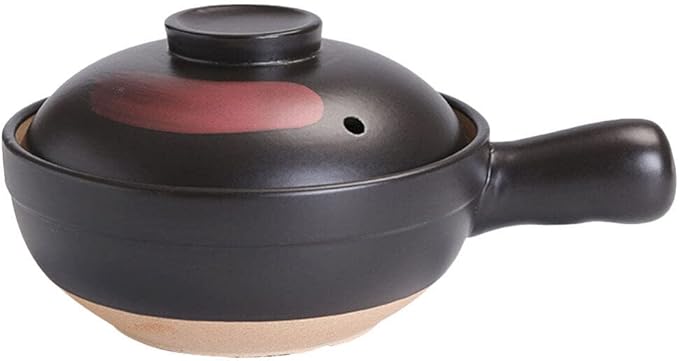 Clay Pot for Cooking Asian Food with Silicone Lid and Single Handle Traditional Terracotta Casserole Soup Pot for Gas Stove 10 Inch Kitchen Cookware for Home and Restaurant