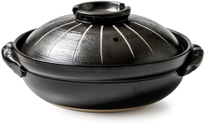 Japanese Ceramic Hot Pot, 3 Quart Clay Pot for Cooking with Lid, Heat Resistant Pot for Stew and Soup, Large Clay Cooking Pots for Nabe Pot and Korean Stone Pot Bibimbap,2800ML,A