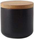 MilkyWay Ceramic Food Storage Jar Canister Modern Design Food Canisters with Airtight Seal Bamboo Lid, Loose Tea Coffee Spice Nuts Snacks Storage Jar Canister (Black 8.79oz/260ml)