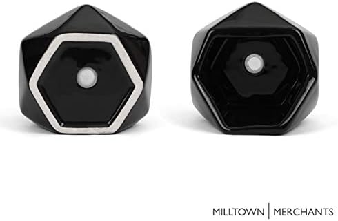 Milltown Merchants Succulent Wall Planters - Wall Vases - Black Ceramic Wall Mounted Planters - Succulent Plant Pots - Hanging Vases for Living Wall (2 Pack/Geometric/Black)