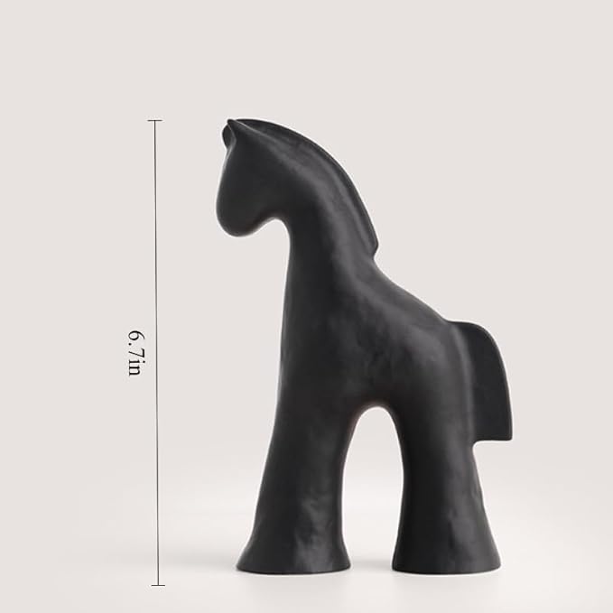 Handmade Abstract Animal Modern Ceramic Matte Craftsmanship Home Decoration Artwork (Black 6.7in)