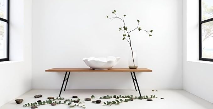 White Ceramic Wavy Edge Decorative Bowl - Modern Organic Sculptural Centerpiece for Coffee Table, Irregular Ripple Rim Display Bowl, Minimalist Home Decor Accent for Living Room Entryway 3.5H X 12D