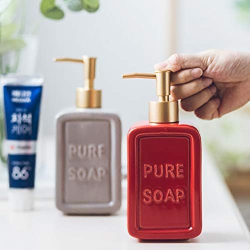 Red Ceramics Retro Soap Dispenser Soap Bottle Lotion Bottle with Pump
