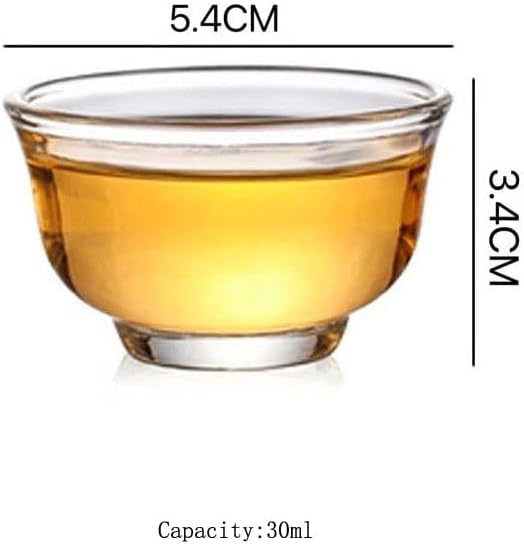 Chinese Tea Tasting Cup Set of 6, Small Glass Kung Fu Teacup, Mini Water Tumbler for Green, Oolong, Pu'er