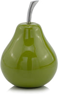 Modern Day Accents 3463 Peral Verde Green Pear, Fruit Decor, Gifts, Tabletop, Green Home Decor Centerpiece, Room Decor, Office Desk Decor, Green with Silver Stem, Sculpture, 6" L x 6" W x 9" H