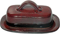ALWAYS AZUL POTTERY 7.5 Inch by 4 Inch Butter Dish in Real Red Glaze - Handmade Pottery - Decorative Stoneware Butter Dish Dispenser - Countertop Covered Butter Storage Container