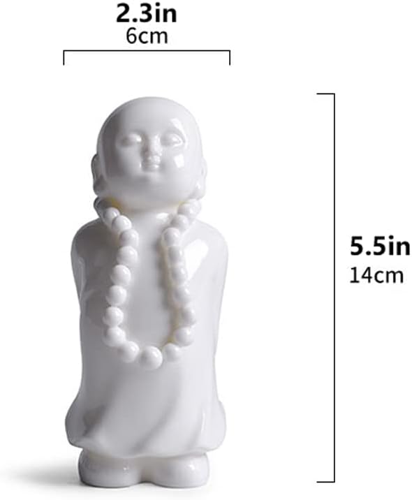 CUBANE Buddha， Sculpture，Buddha Adornments Buddha Statue Decoration 5.5" Ceramic Buddha Statue Mini Standing Buddha Figurine and Sculpture for Feng Shui Home Decor, Asian Yoga Zen Indoor Decor Gifts