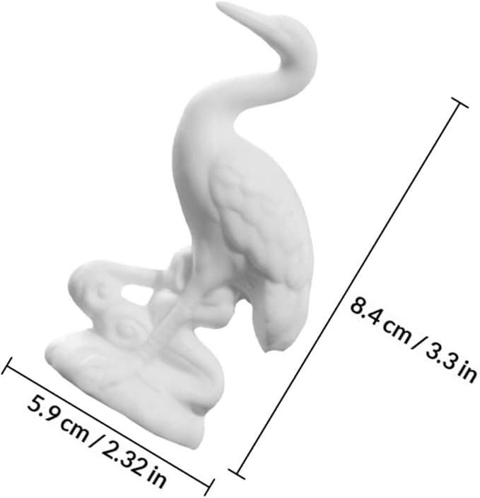Stylish Ceramic Crane Figurine White Porcelain Decorative Crane Ornament for Household Display Asian-Style Home Décor Accent Collectible Sculpture