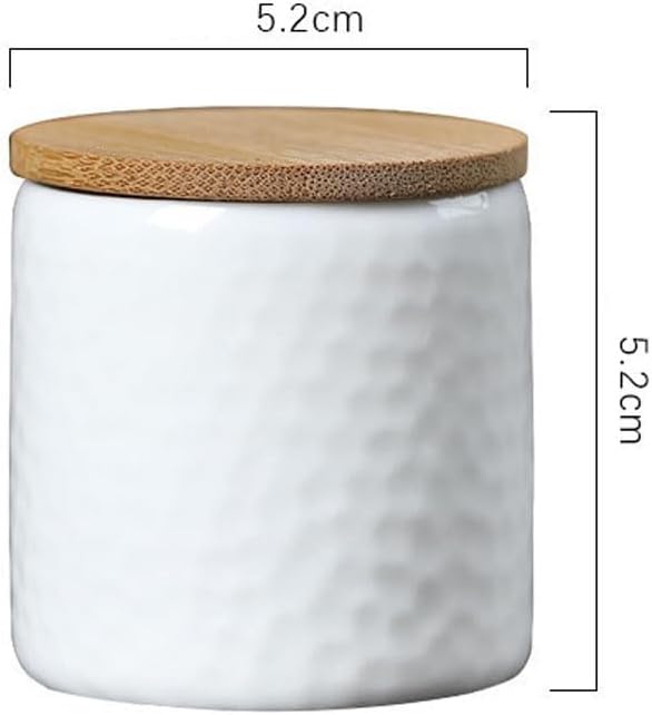 luzen 2Pcs Empty Small Ceramic Kitchen Food Tea Storage Canister Travel Portable Coffee Sugar Loose Tea Sealed Jar Pot Containers with Bamboo Lid for Storage Spices Powder Loose Tea Coffee, White