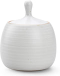 Retro Kitchen Canisters Ceramic Food Storage Jar Roud Shape with Silicone Airtight Lid for Tea, Coffee, Nuts, Herb, Spice, Sugar (White)
