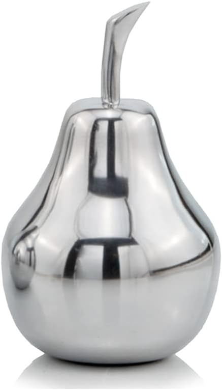 Modern Day Accents SM Small Peral Polished Pear, Silver, Fruit, Tabletop, Transitional, Sculpture, Accents, Décor, Desk, Aluminum, 4" L x 4" W x 6.5" H