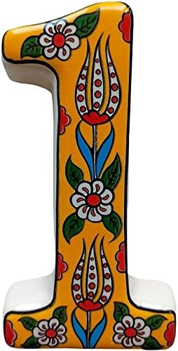 Large Ceramic Housewarming Sign Ceramic Address Plaque House Numbers Sign Door Personalized Coloured Decorative Hand Decoratede Housewarming Gifts Tulip Design 12 * 9 cm (Yellow, 1)